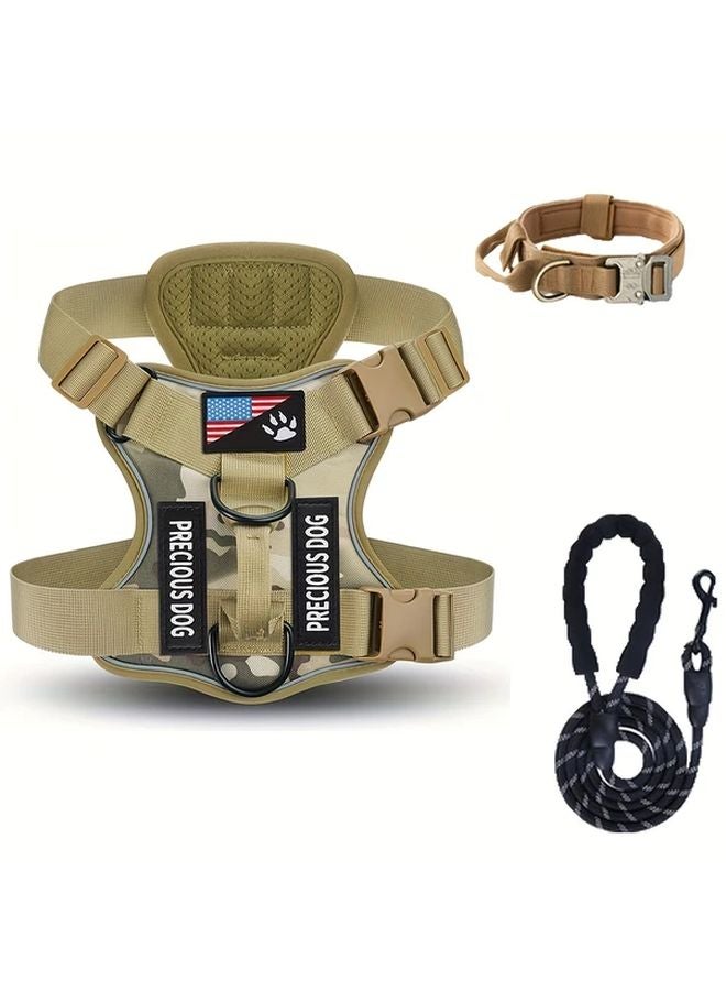 Patriotic Dog Tactical Harness Set Adjustable Straps Black Leash Size M - Image 5